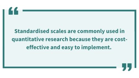 "Standardised scales are commonly used in quantitative research because they are cost-effective and easy to implement."