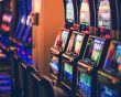 A row of gambling slot machines