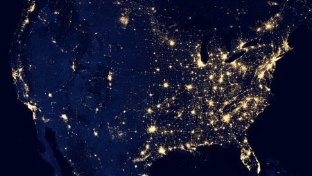 United States as seen from orbit at night
