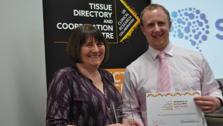 Sue Ring collects the Biobank of the Year award